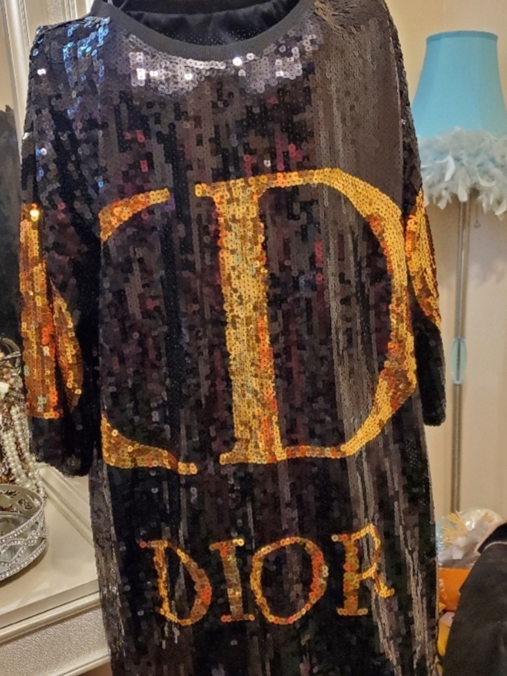 Black and Gold Sequin Party Dress